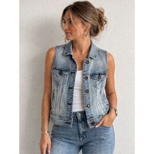 American Eagle Denim Vest Light Wash Jean Vest Button Front Size S Casual